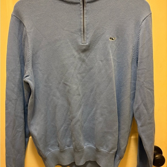 Vineyard Vines Men’s Light Blue Cotton Quarter-Zip Sweater Size Small - Picture 2 of 14